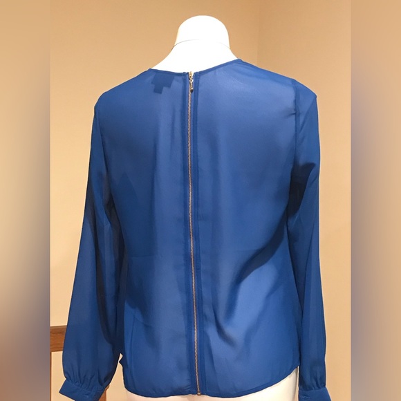 Mossimo Blue Draped Blouse Gold Zipper In Back Size M/M 100% polyester - Picture 4 of 9